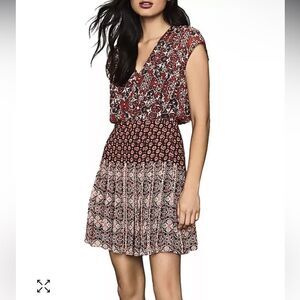 REISS Marcella Mixed-Print Pleated Dress size 0